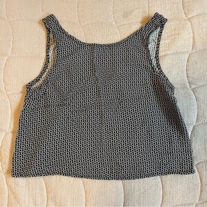Brandy Melville Black and White Floral Open Back Tank Top
